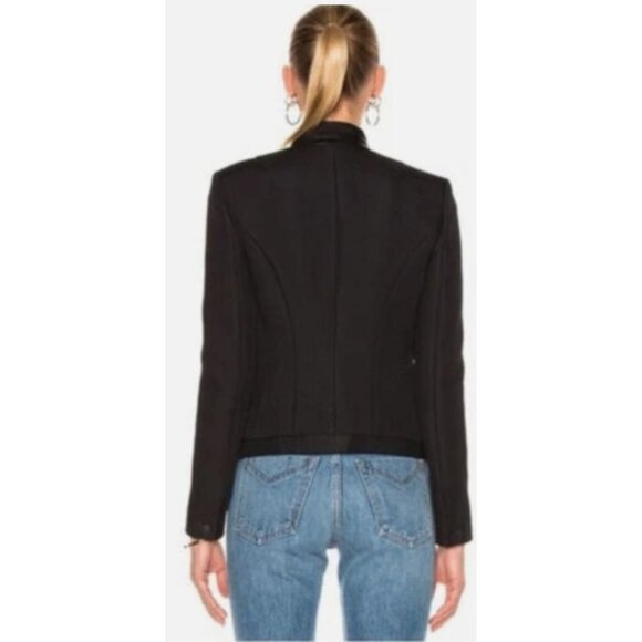 Rag & Bone Waverly Blazer w Sheep Leather Trim Black Sz 0 [jb] - Picture 3 of 12